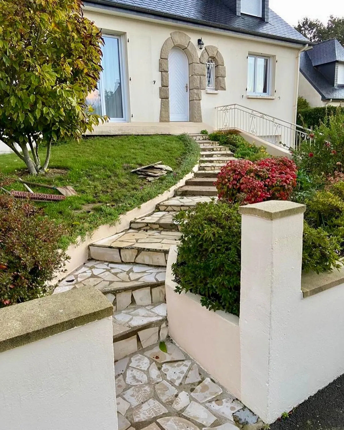 pave terrasse jardin betton — avant